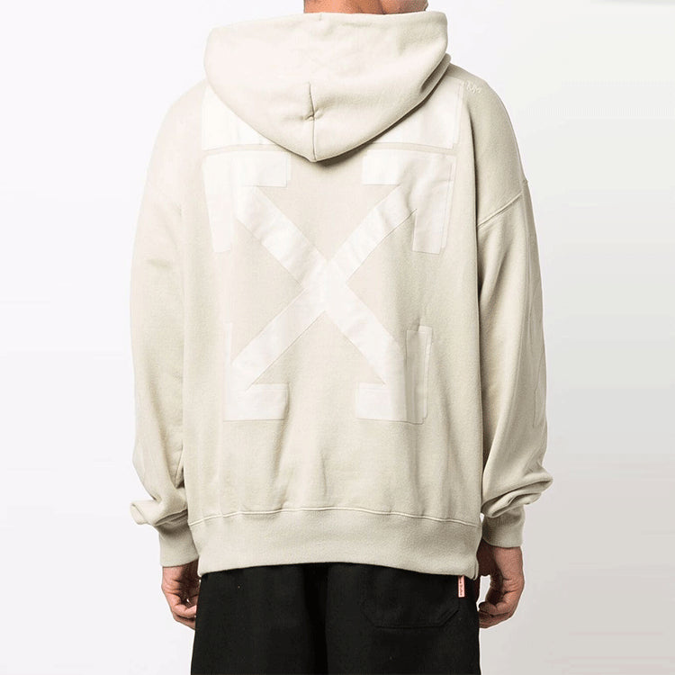 Men's Off-White FW21 Logo Rubber Arrow Pullover Loose Fit Beige OMBB085F21FLE0101717