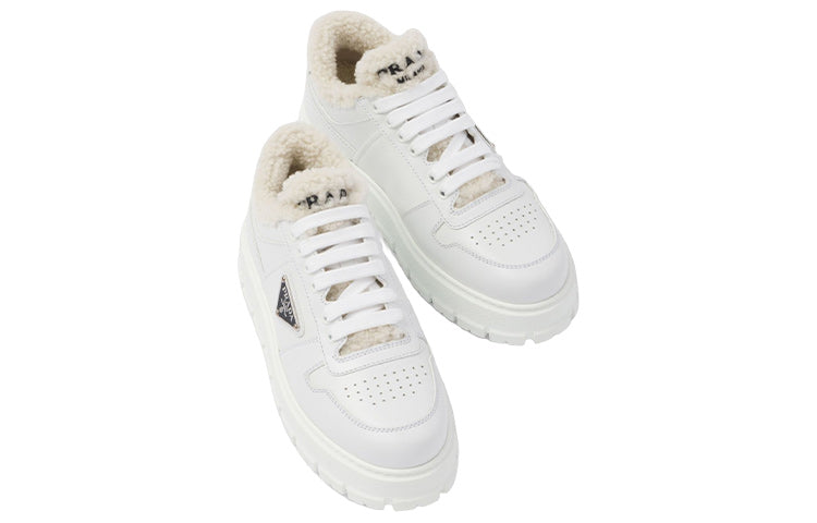 (WMNS) PRADA Leather and Shearling Sneakers 'White' 1E947M_3LEN_F0009_F_ZF45