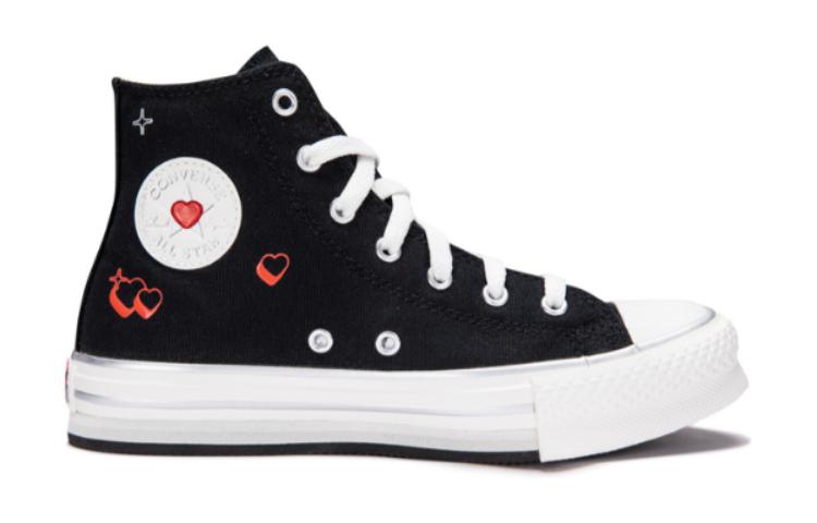 (GS) Converse Chuck Taylor All Star EVA Lift Platform Y2K Heart High Top 'Black' A09121C