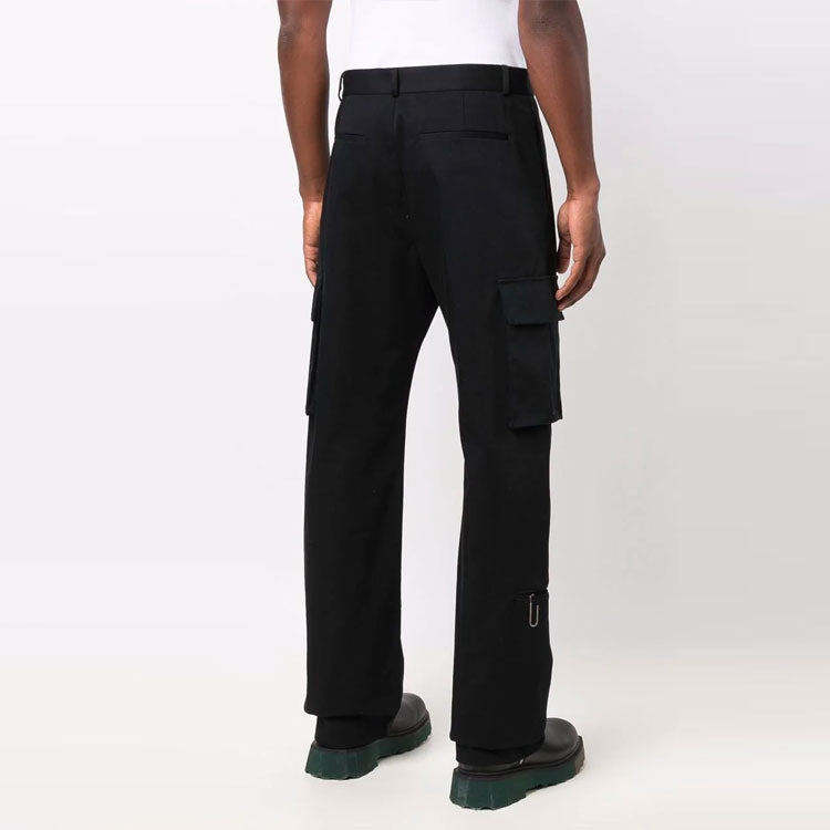 Men's Off-White FW21 Solid Color Cargo Casual Long Pants/Trousers Loose Fit Black OMCF029F21FAB0011000