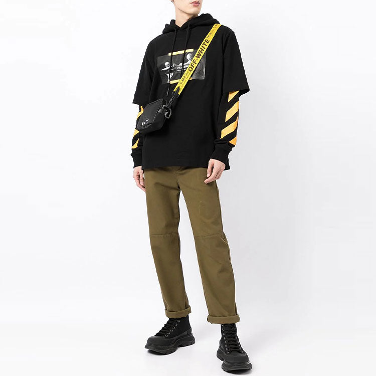 Men's Off-White FW21 Caravaggio Painting Pattern Loose Fit Black OMBB087F21FLE0061084