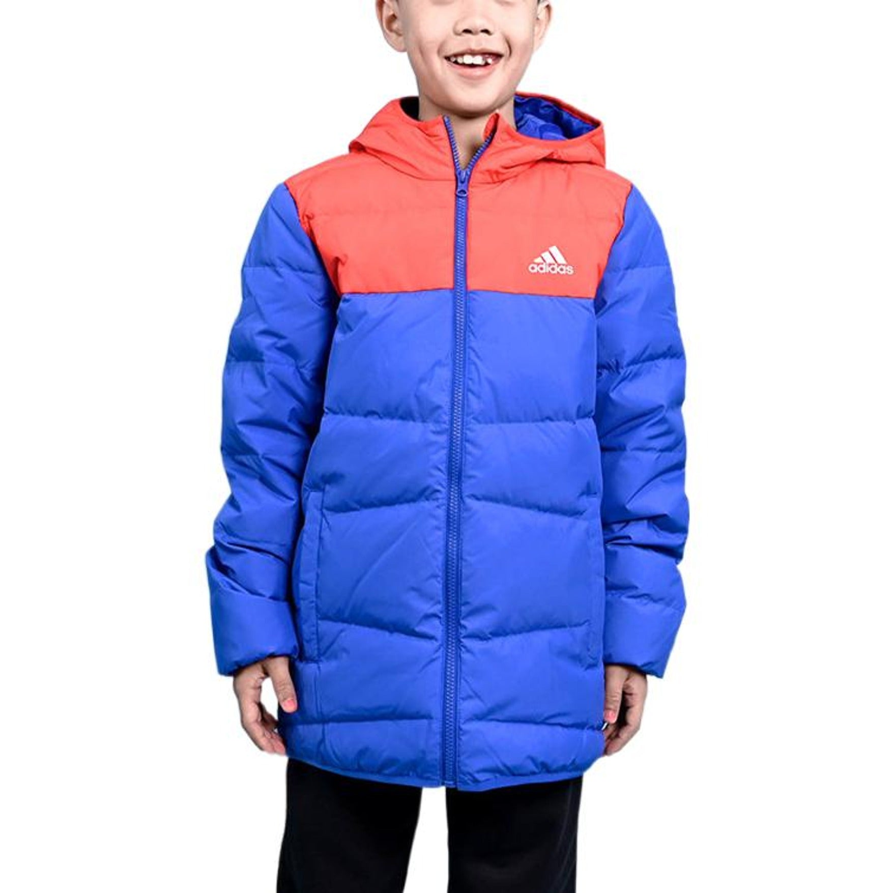 (GS) adidas Long Down Jacket 'Blue Red' HM5238