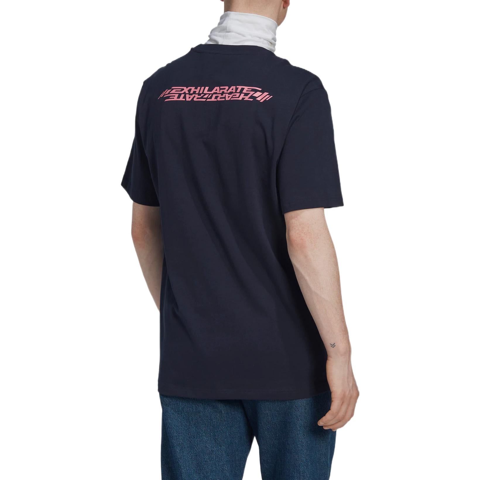 Men's adidas originals Mountain Peak Alphabet Logo Printing Round Neck Casual Short Sleeve Blue T-Shirt HK4981