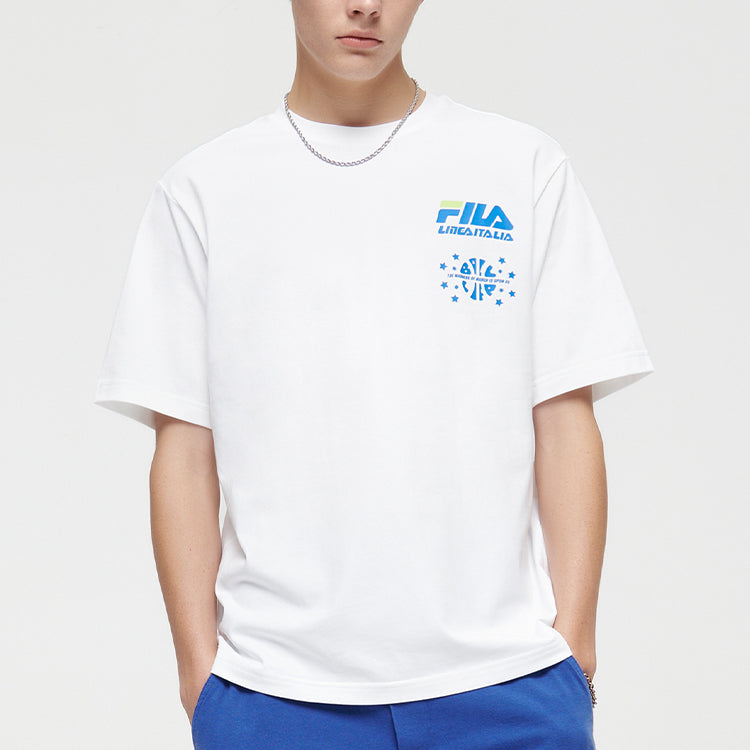 FILA FUSION Back Alphabet Printing Basketball Short Sleeve Unisex White T11U125104F-WT