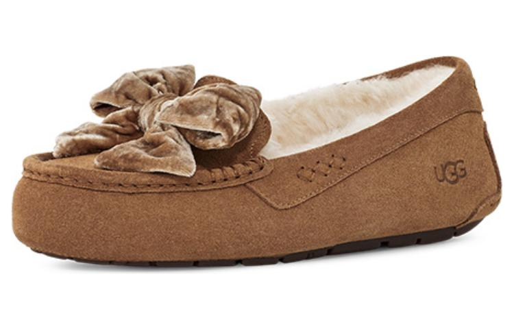 (WMNS) UGG Leisure Fluff Bow Mini Loafers 'Brown' 1138650-CHE