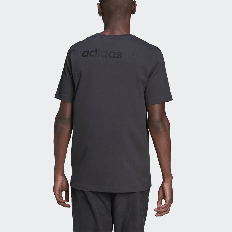 Men's adidas originals Casual Alphabet Printing Round Neck Short Sleeve Carbon Black T-Shirt HP0441