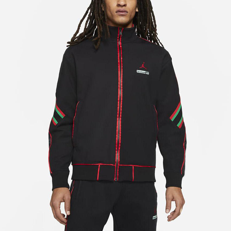Men's Air Jordan why not? x FACETASM Crossover Stripe Printing Stand Collar Jacket Asia Edition Black DC4639-010