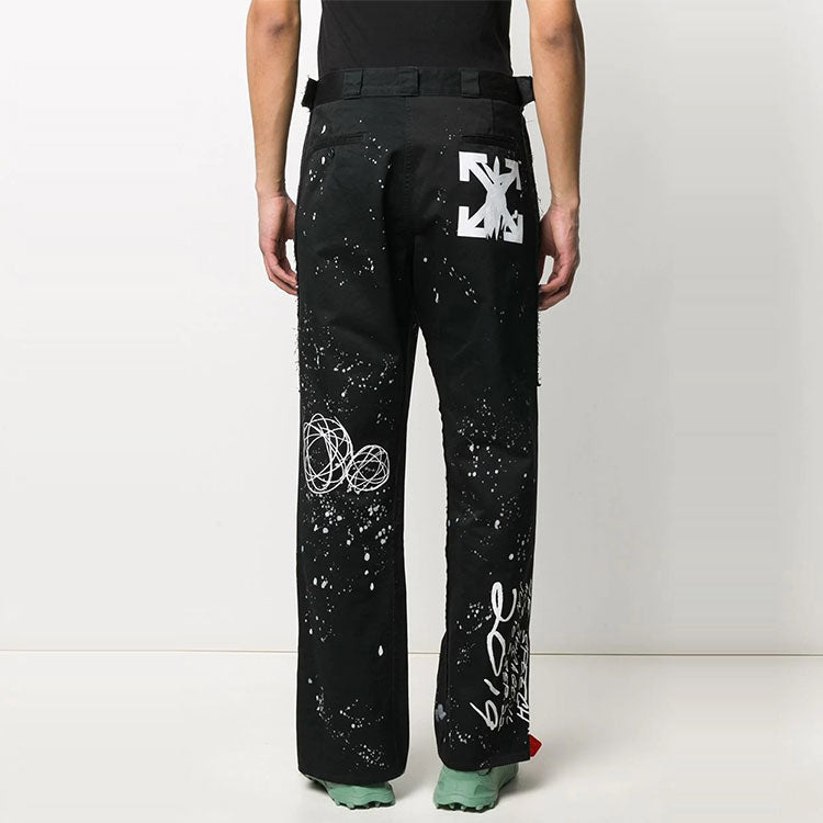 Off-White Futura Crossover Printing Casual Pants Black OMYA075S20D050501001