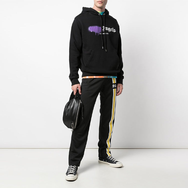 Men's PALM ANGELS Purple Alphabet Logo Printing Black PMBB003S206360601095