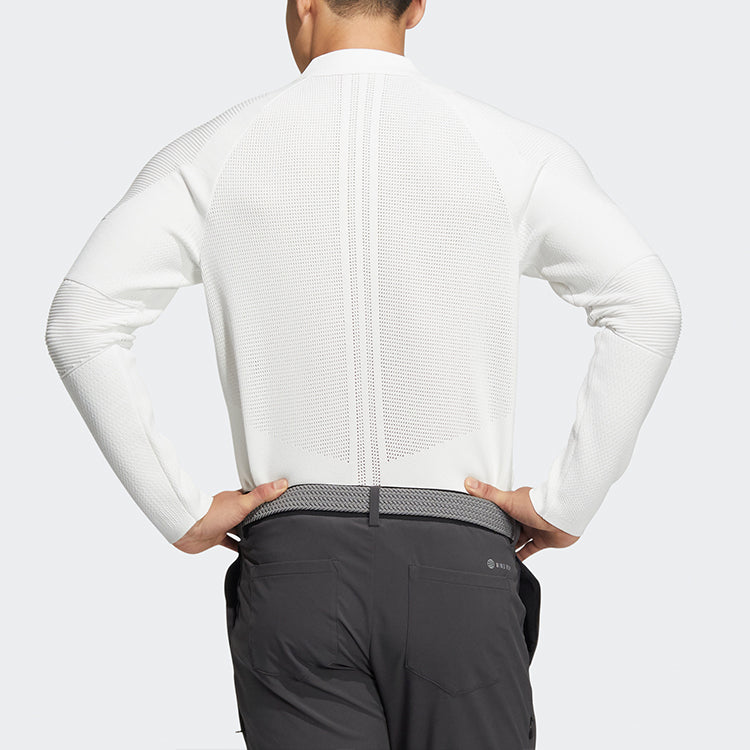 adidas Solid Color Sports Long Sleeves Polo Shirt White HB3584