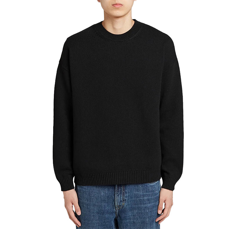 Men's KENZO Solid Color Round Neck Long Sleeves Pullover Black F965PU2043BA-99