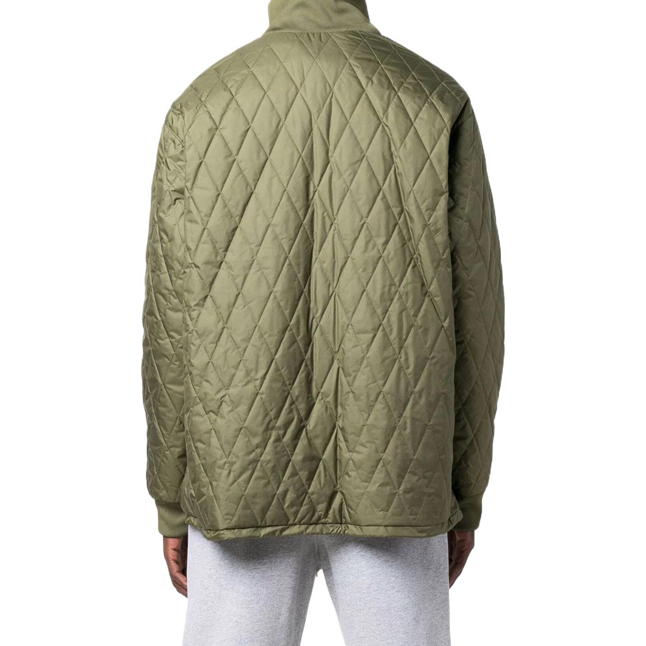 Men's adidas originals Solid Color Rhombus Logo Embroidered Zipper Jacket Green H11428