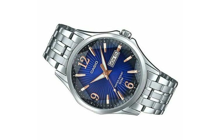 Men's CASIO STANDARD Series Retro Silver MTP-E120DY-2A Mens Blue Analog MTP-E120DY-2A2021