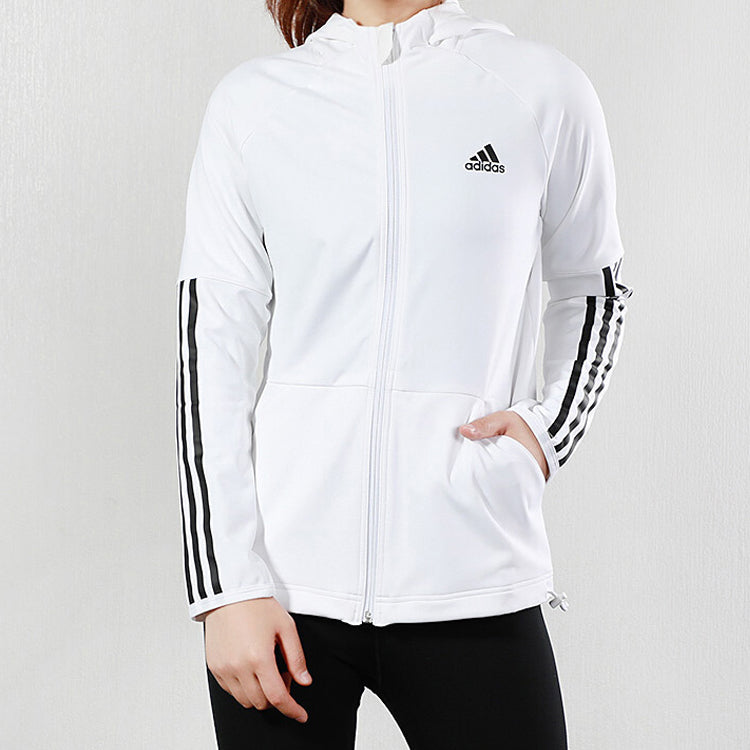 (WMNS) adidas 3S Fz Hoodie Training Hooded Jacket White FH8018