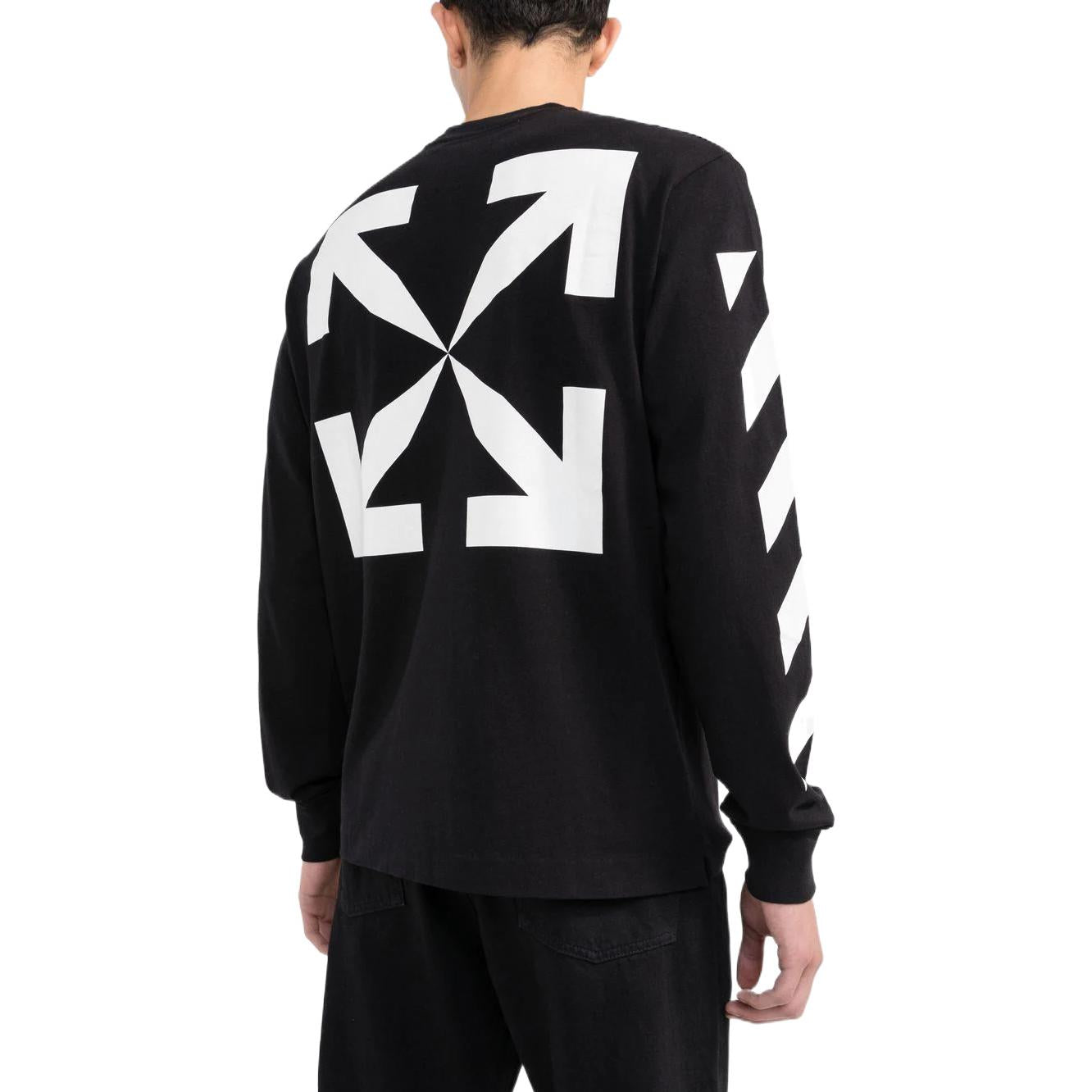 Off-White FW22 Arrow Stripe Printing Round Neck Pullover Long Sleeves Version Black OMAB064C99JER0101001