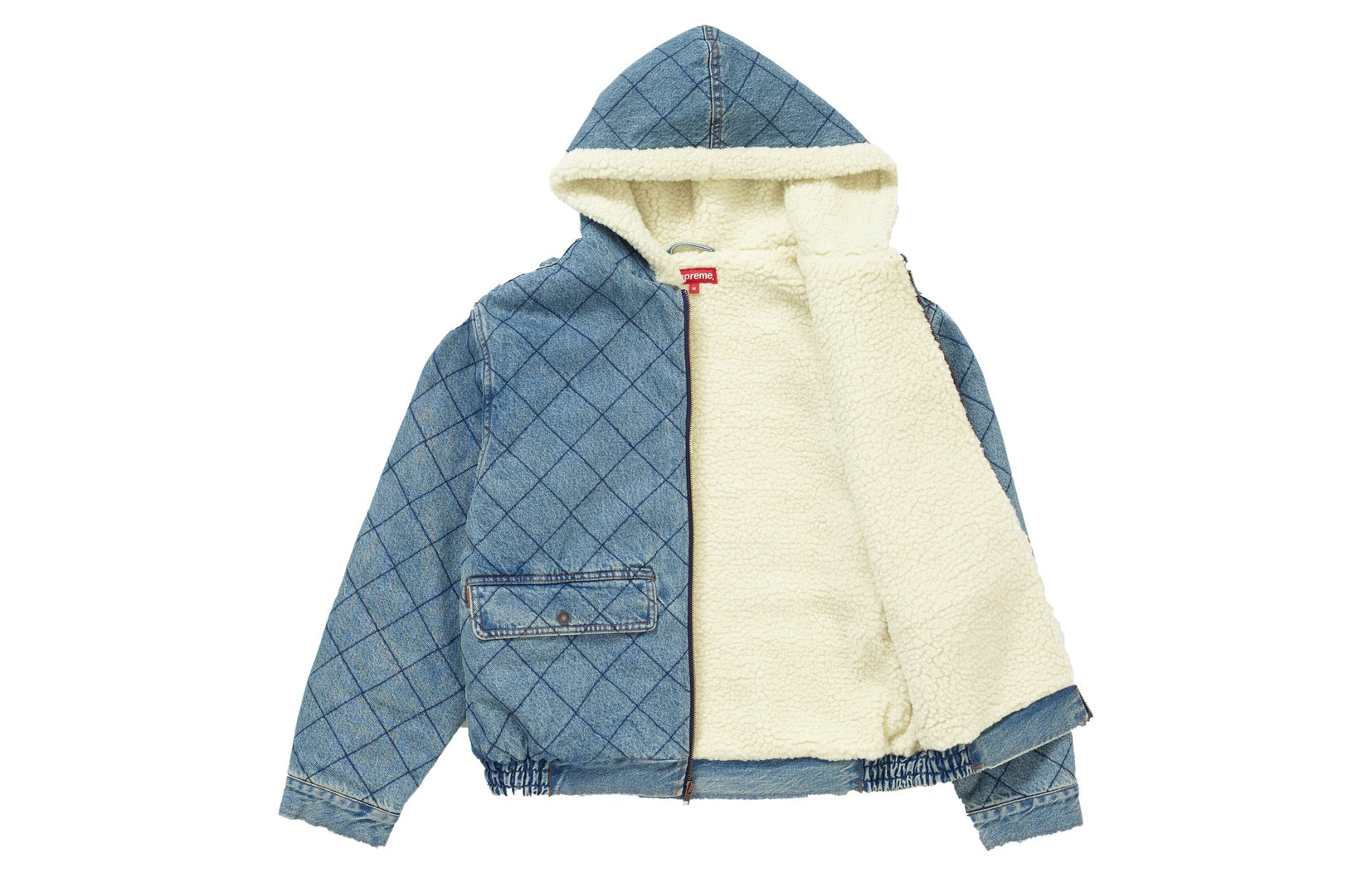 Supreme FW18 Quilted Denim Pilot Jacket Washed Blue SUP-FW18-977