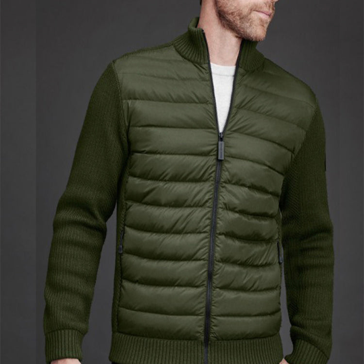 Canada Goose Hybridge Black Label Knitted Down Jacket For Men Grey/Green 6930M-663