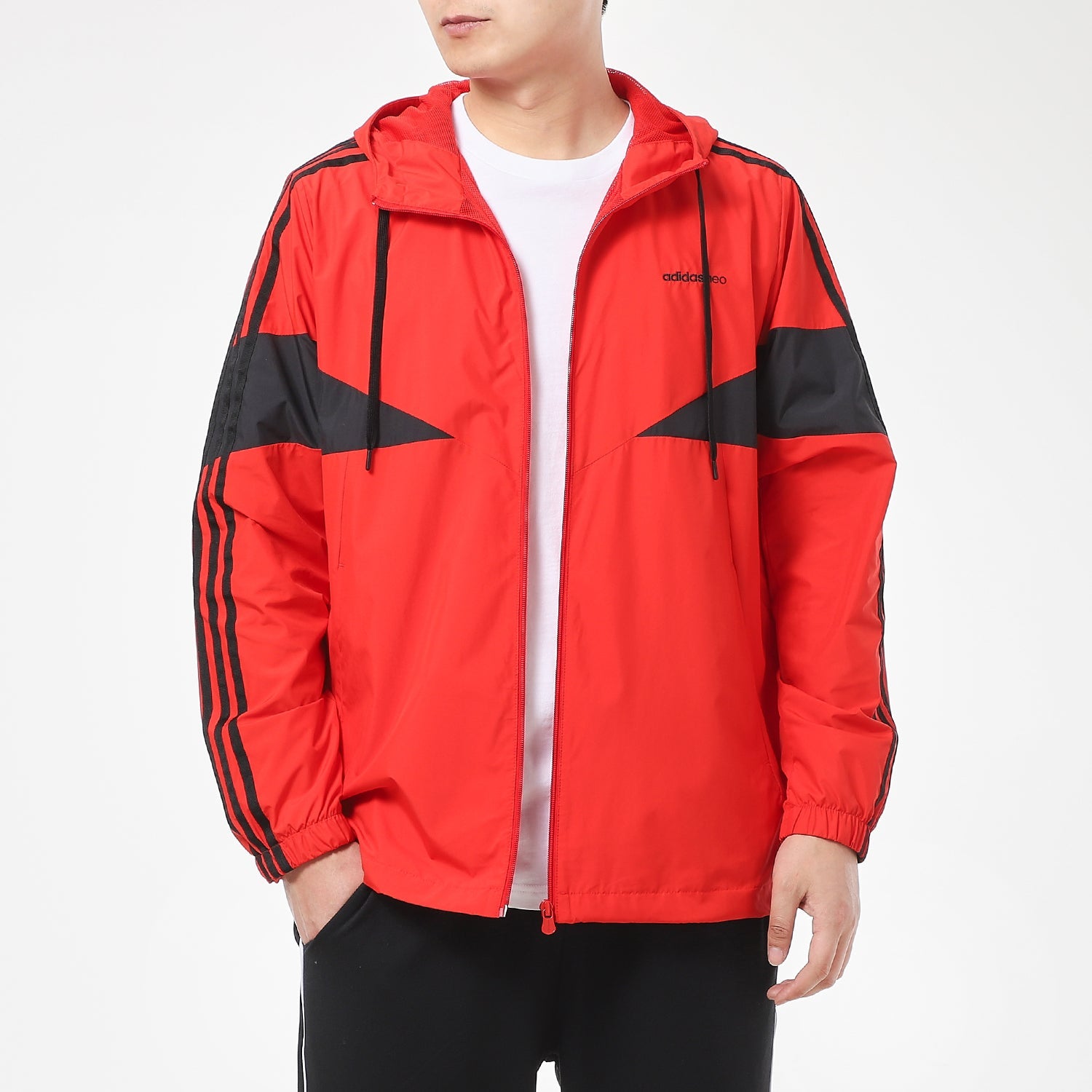 adidas neo Casual Sports Windproof Woven Hooded Jacket Red GP5708