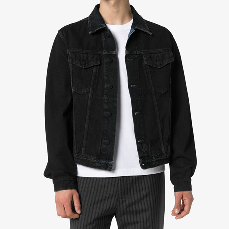 Off-White FW20 Arrow Printed Denim Jacket Men Black OMYE054E20DEN0031049