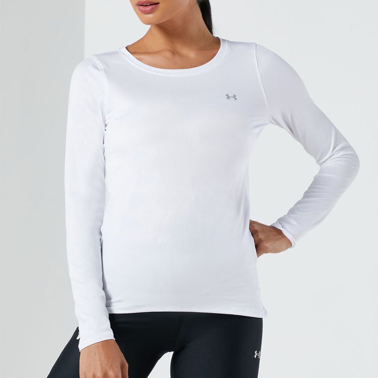 (WMNS) Under Armour HeatGear Training Sports Long Sleeves White 1328966-100