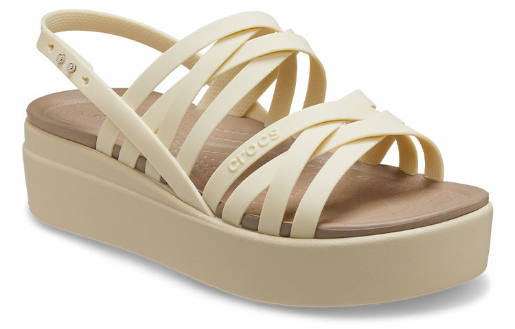 (WMNS) Crocs Brooklyn Strappy Low Wedge 'Bone' 206751-2Y2