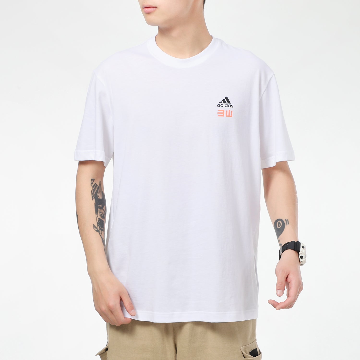 adidas Iseem Gfx Tee Outdoor Sports Printing Round Neck Short Sleeve Couple Style White GN7335