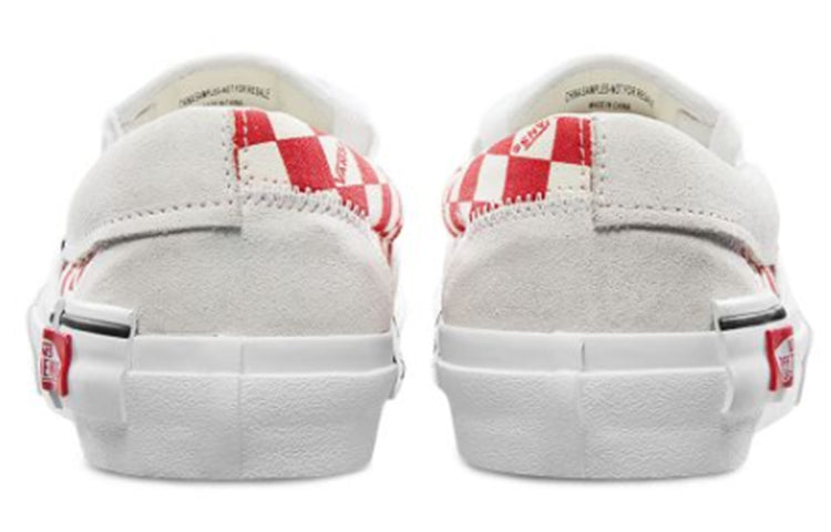 Vans Slip-On Cap Low Top Skate Shoes Unisex Red Grid White VN0A3WM5TLJ