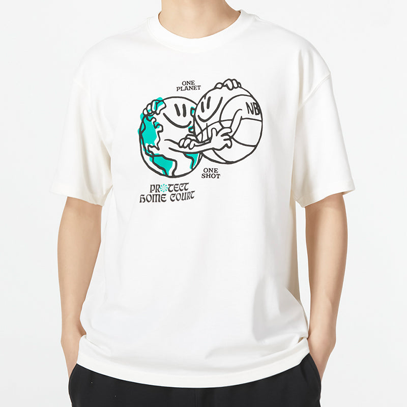 Nike Basketball Earth Pattern Printing Round Neck Short Sleeve White DM1318-901