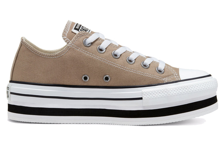 (WMNS) Converse Everyday Platform Chuck Taylor All Star Brown White Thick Sole Sneakers 'Gray White' 567997C