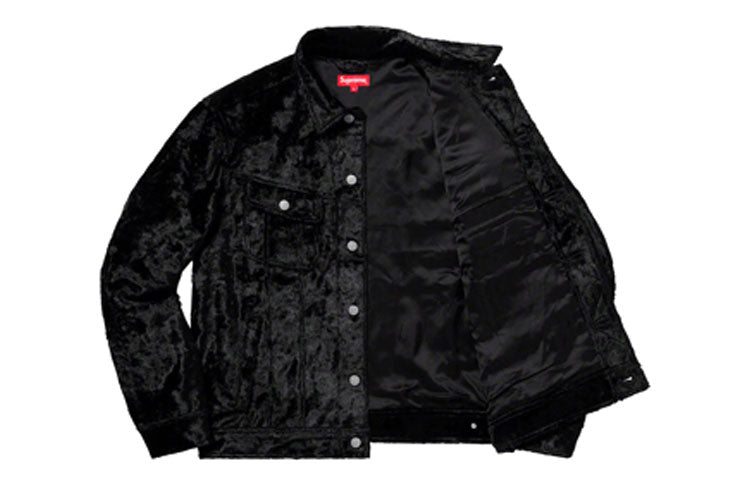Supreme SS19 Fuzzy Pile Trucker Jacket Black SUP-SS19-166