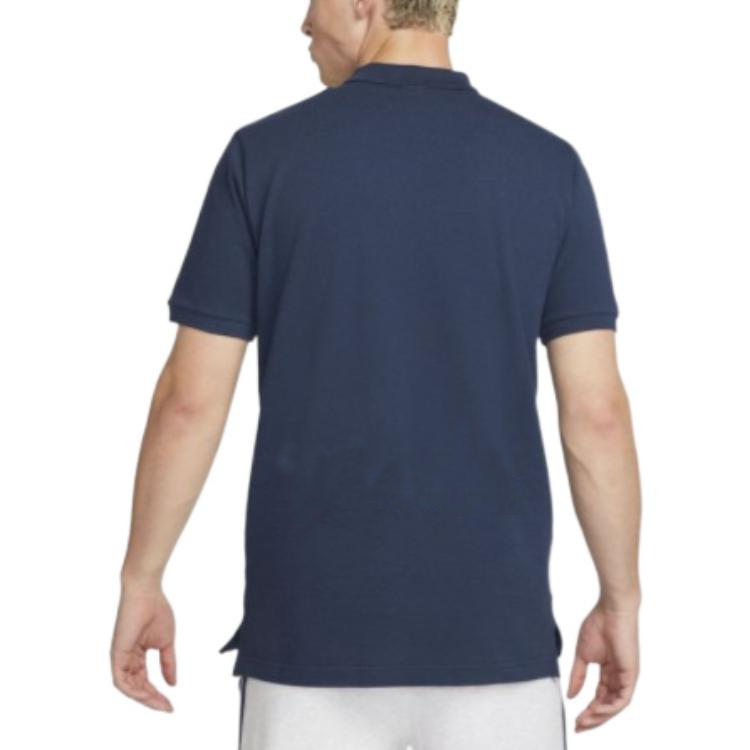 Men's Nike Solid Color Logo Printing Short Sleeve Navy Blue Polo Shirt DM2984-410