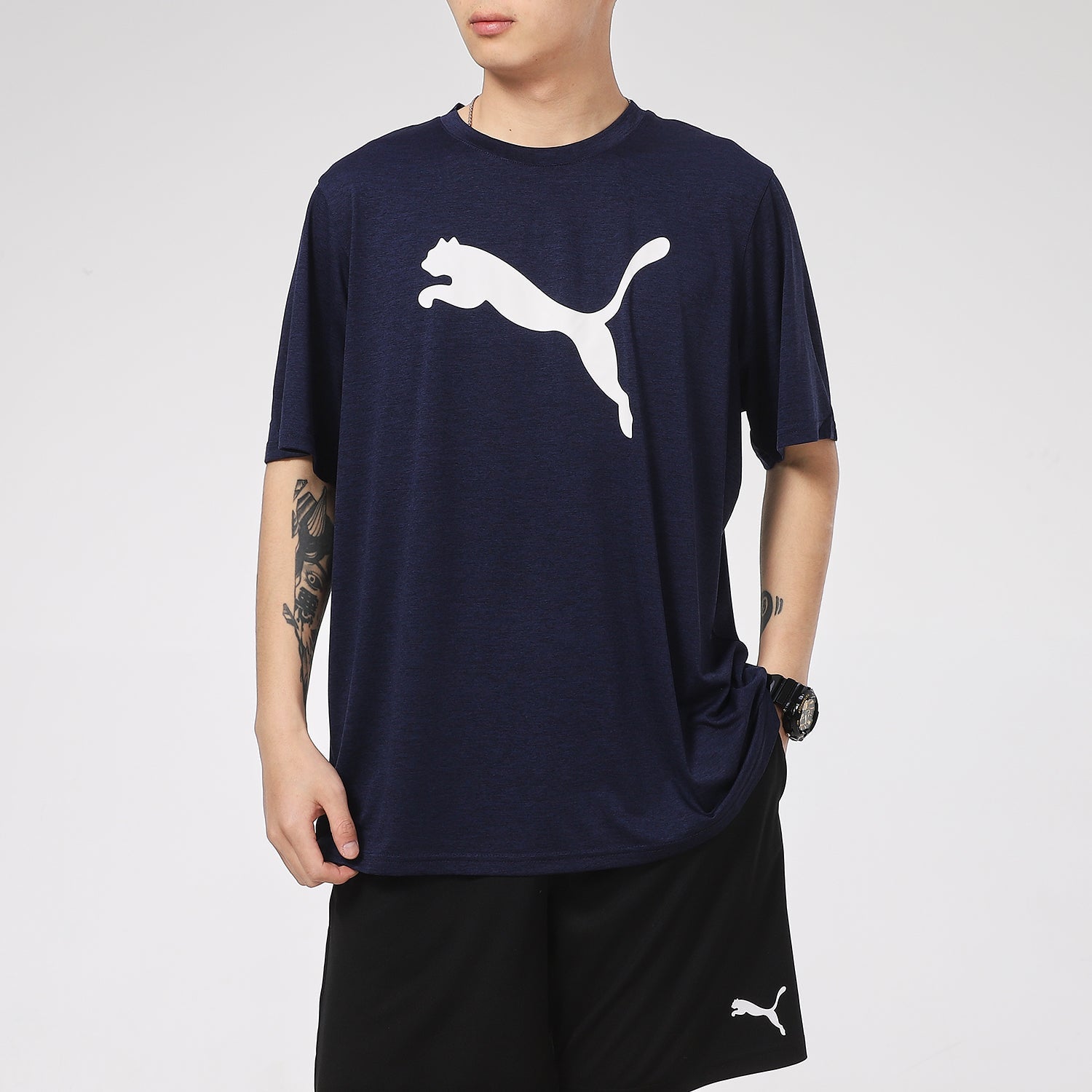 PUMA Train Favorite Heather T-shirt 'Navy' 520139-06