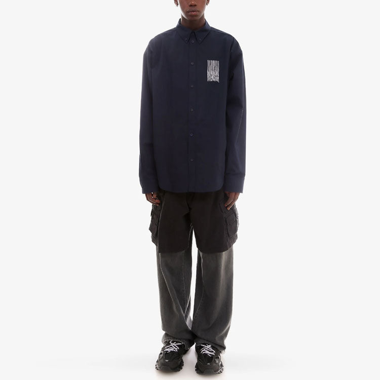 Balenciaga Barcode Logo Shirt 'Navy' 662982TKM028065