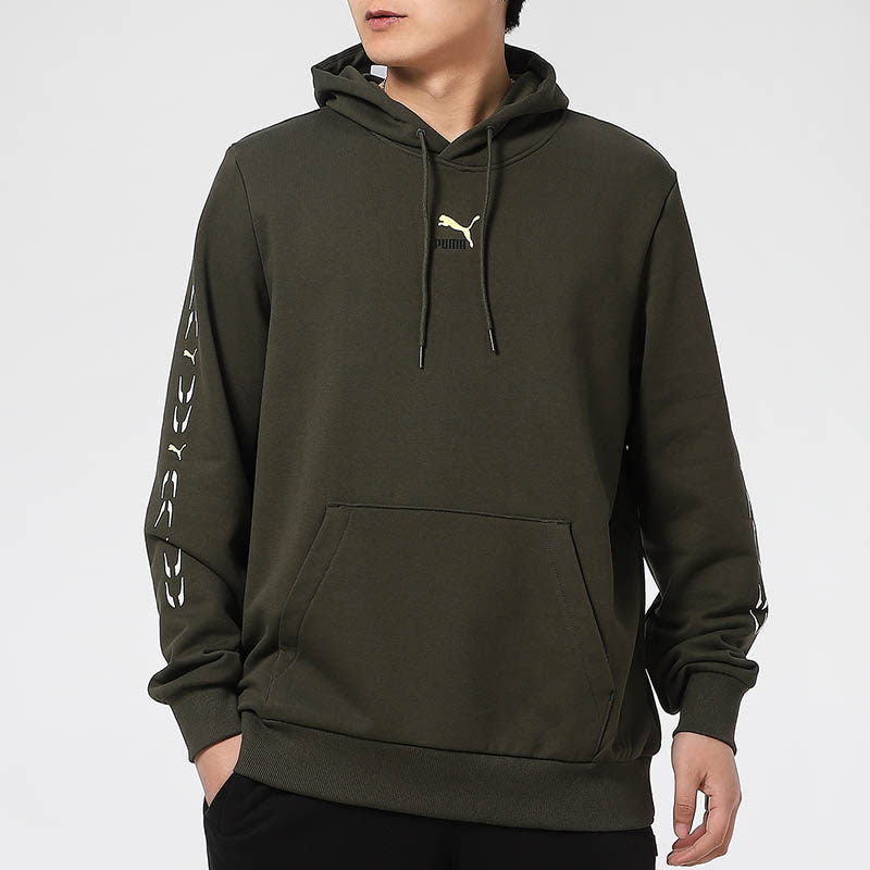 PUMA Graphic Hoodie 'Olive Green White' 531243-70