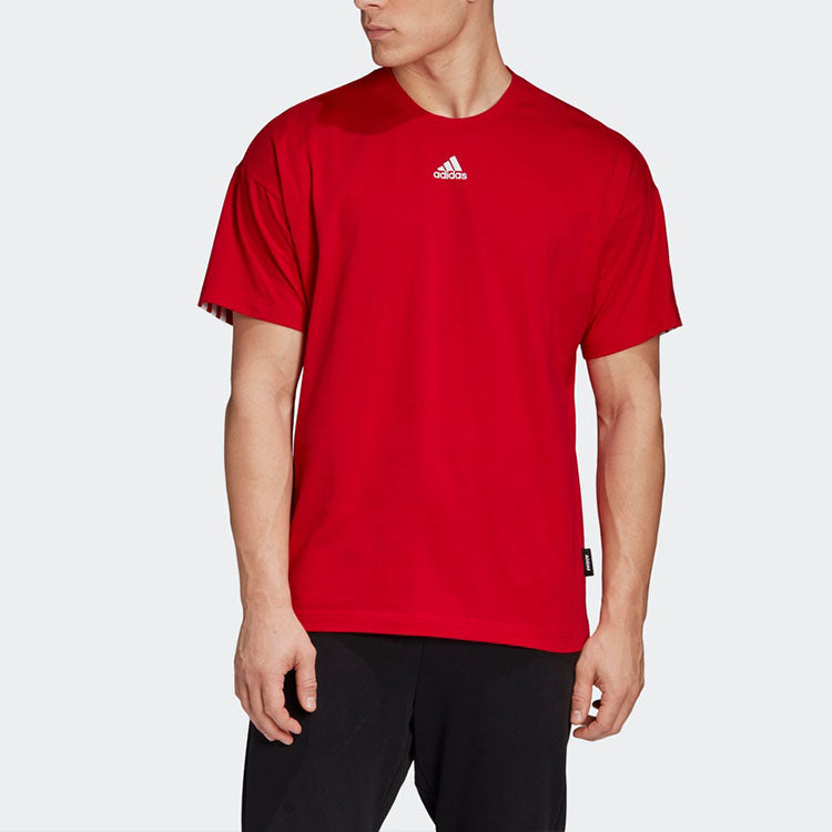 adidas Stripe Training Sports Short Sleeve Red GC9058