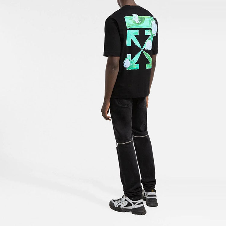 Off-White FW21 Arrow Pattern Logo Printing Round Neck Short Sleeve Ordinary Version Black OMAA119F21JER0141084