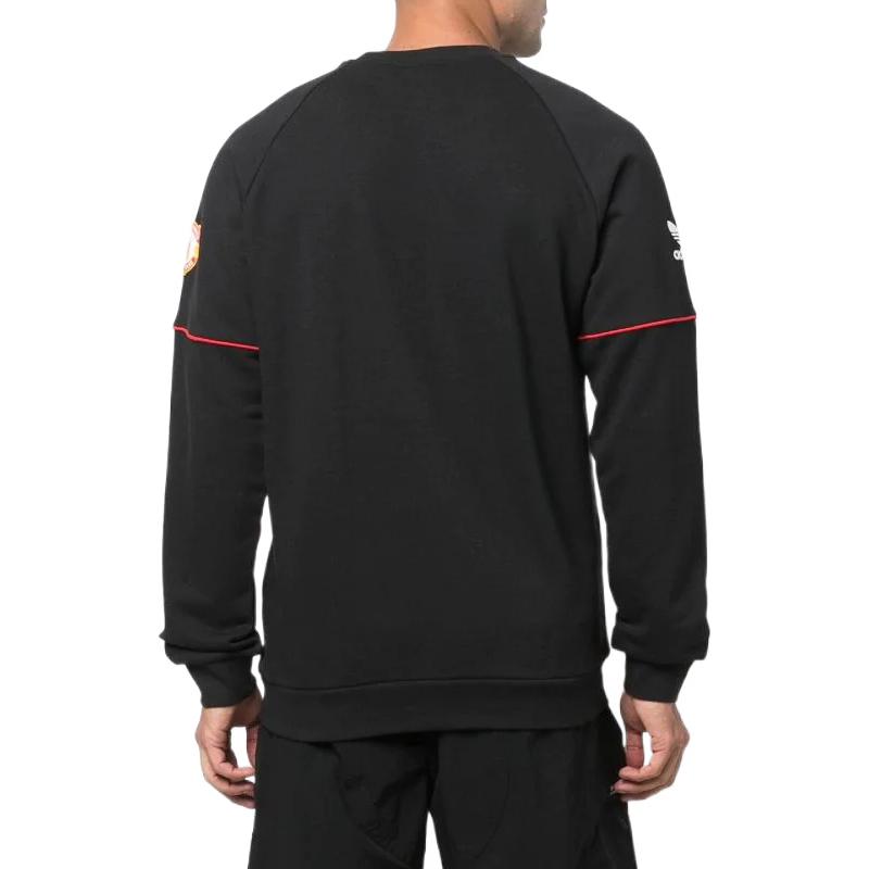 Men's adidas originals SS22 Solid Color Alphabet Large Logo Embroidered Pullover Round Neck Black HP0450