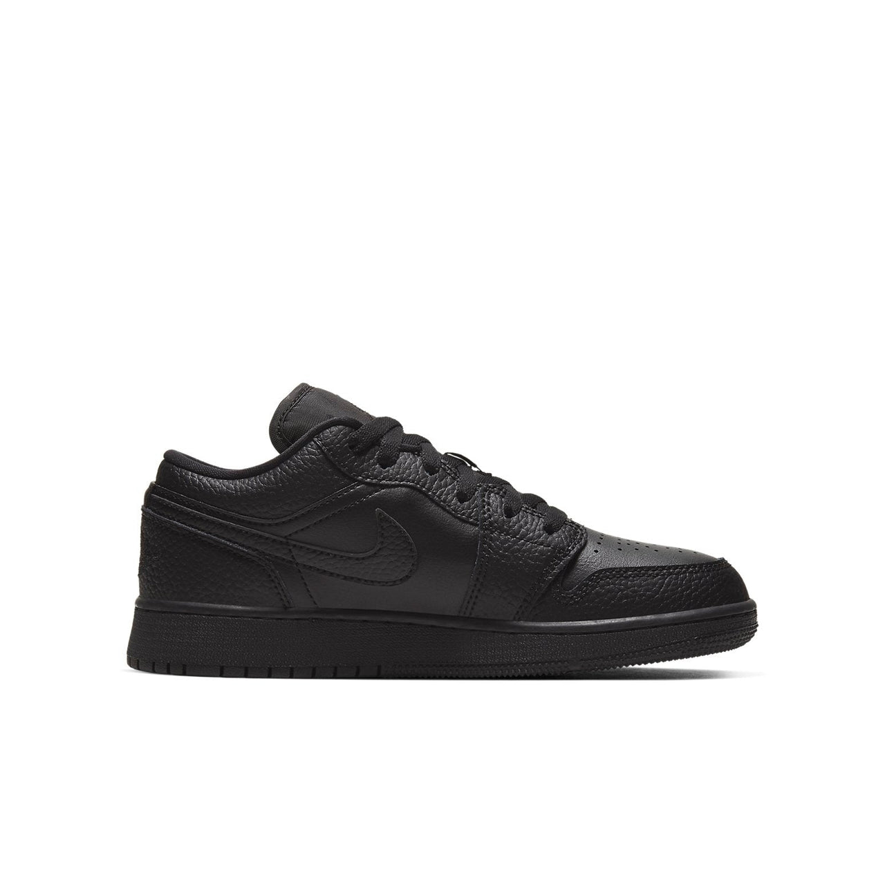 (GS) Air Jordan 1 Low 'Black Tumbled Leather' 553560-091