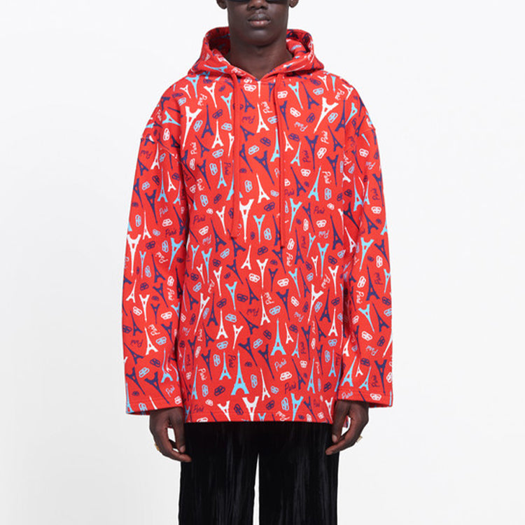 Balenciaga All Over Interlocked BB Hoodie 'Red' 594576THV676400