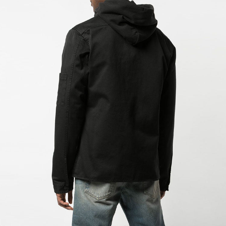 Men's Off-White Blue Logo Shirt Jacket Black OMGA080E19D050021000