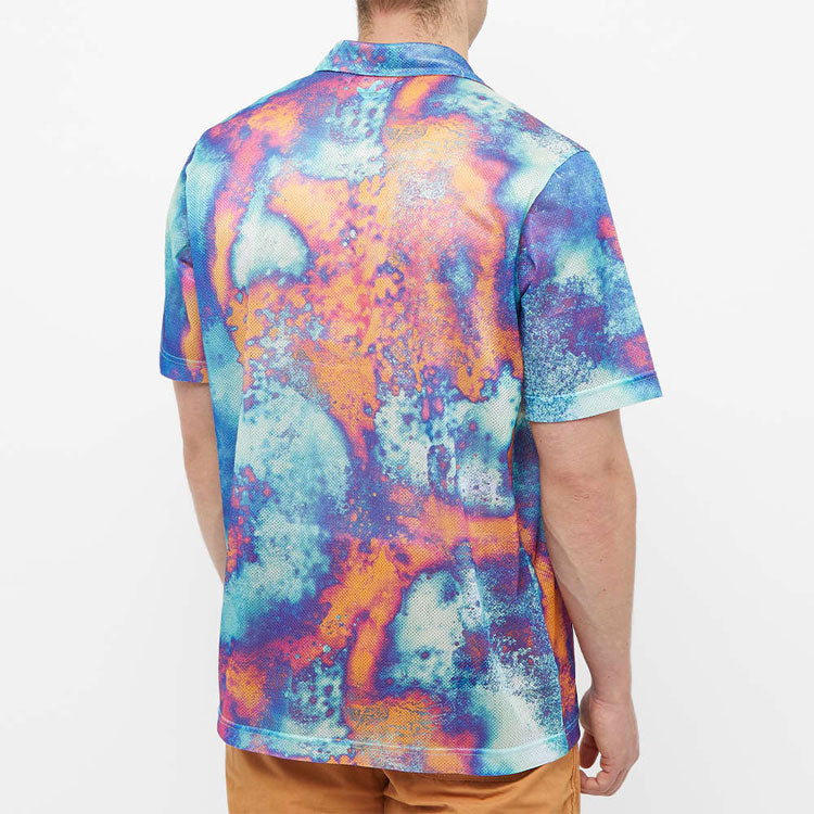 adidas originals Full Print Tie Dye Color Block Printing Embroidered Logo Short Sleeve Shirt Multicolor HT1647