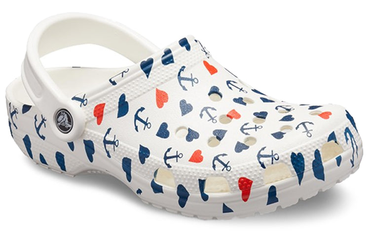 Crocs Classic Clog Printing Sandals White Blue 206053-94S