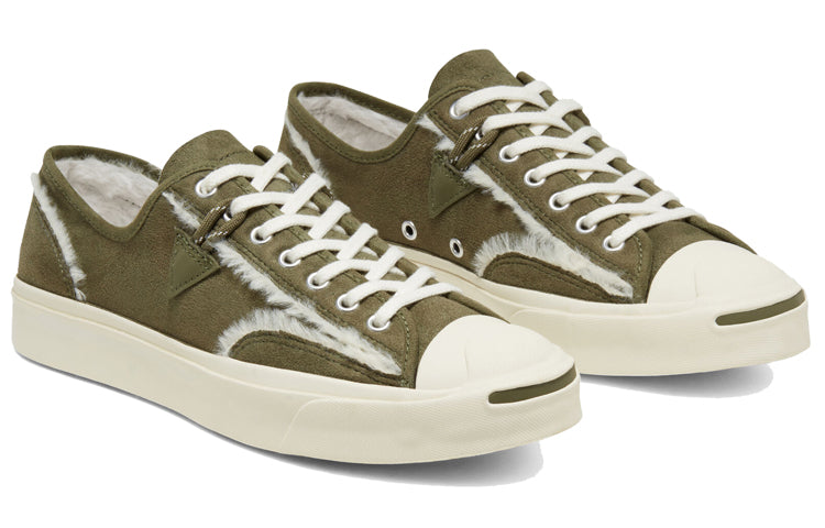 Converse Faux Fur-Lined Leather Jack Purcell 'Green White' 166511C