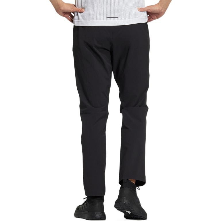Men's adidas Solid Color Embroidered Logo Mid Waist Lacing Straight Sports Pants/Trousers/Joggers Black HN2061