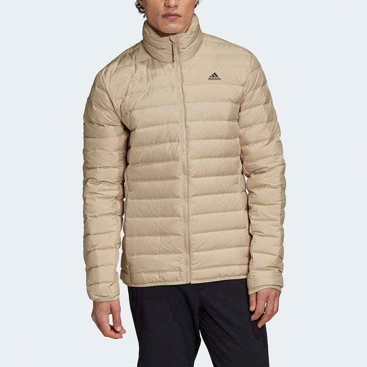 adidas Windproof And Warm Sports Stand Collar Down Jacket Men's Khaki GE5826