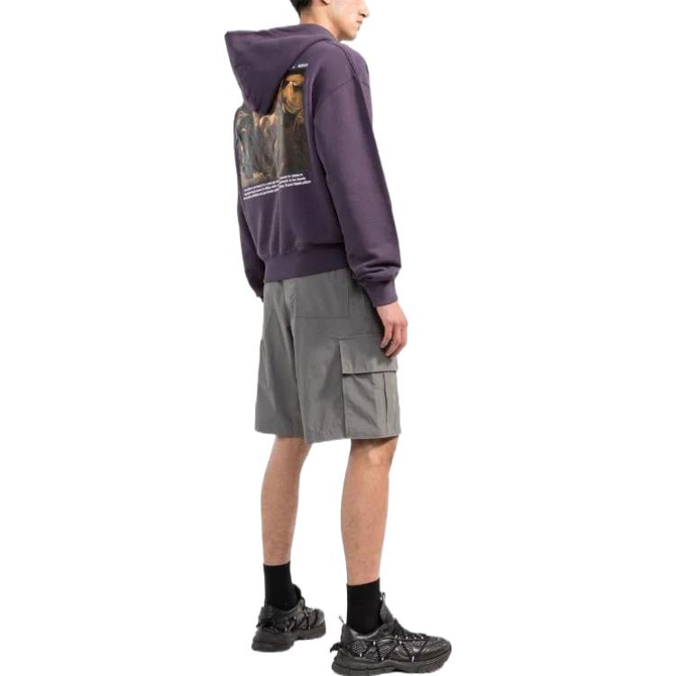 Men's Off-White FW22 Solid Color Multiple Pockets Belt Casual Shorts Gray OMCB064F22FAB0010707