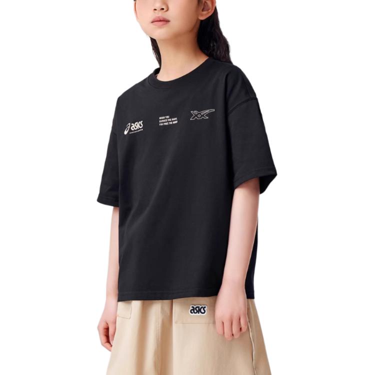 (GS) ASICS Multi-Logo T-Shirt 'Black' 332241173095-001