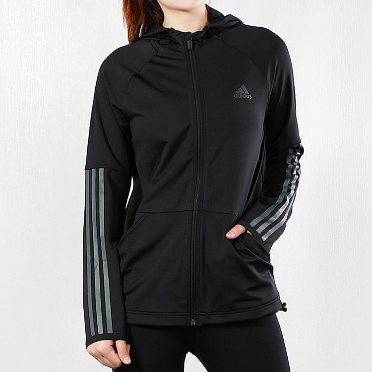 (WMNS) adidas 3S Fz Hoodie Training Hooded Jacket Black EB5593