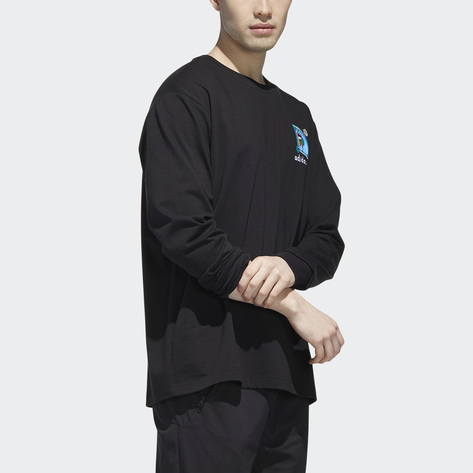 adidas neo M FD TEE LS Sports Round Neck Pullover Black GP5816