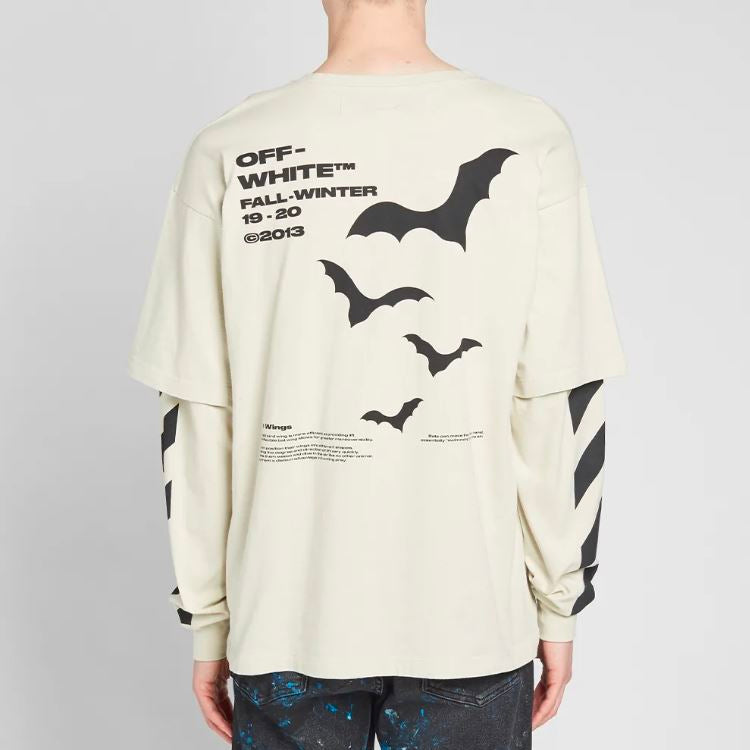 Off-White Diagonal Bats Double Sleeve For Men White OMAB022E191850074810